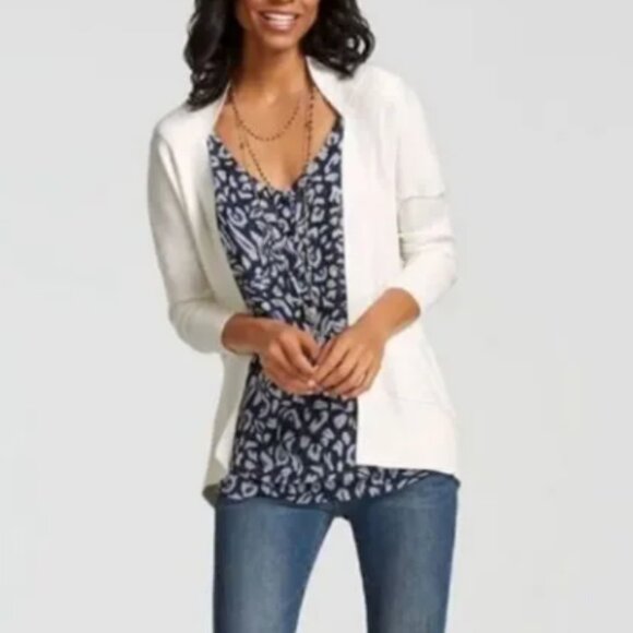 CAbi White Sweater Open Front Cardigan - Size - Small - Picture 1 of 6
